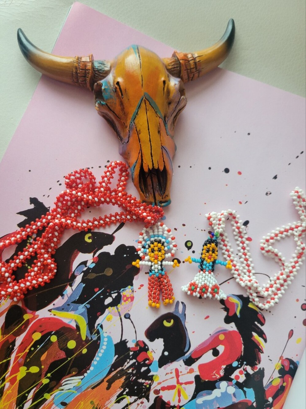 Vintage Beaded Native American Doll Necklaces Man & Woman Southwestern Unisex - Picture 9 of 10